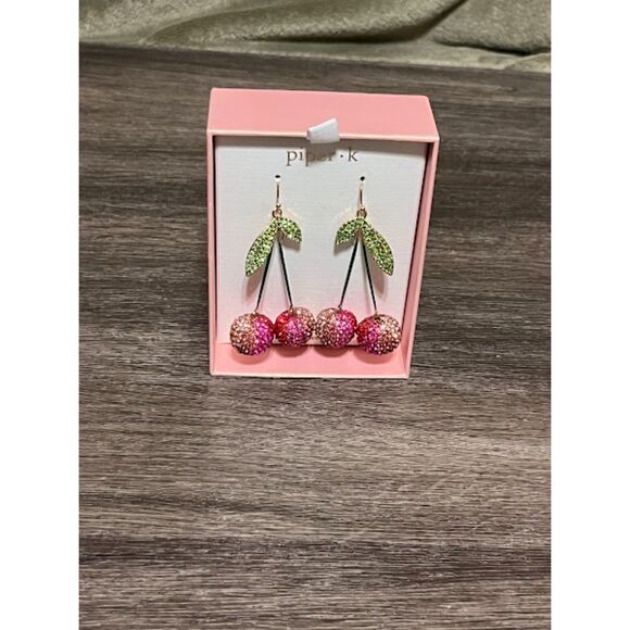 NEW Piper K glass stone disco cherry cherries earrings sparkle viral tiktok - Picture 2 of 5